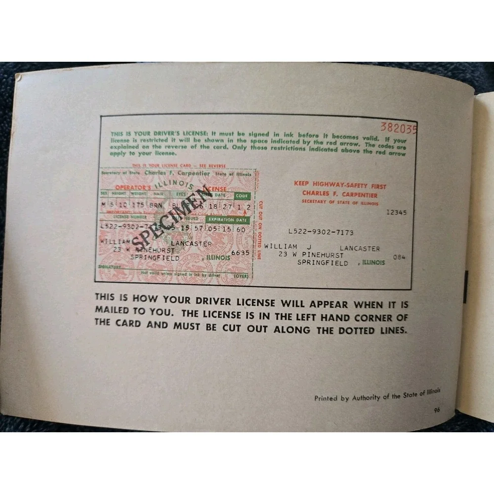 Vintage 1960 Illinois Rules of the Road Booklet Map Cover Mid Century USA